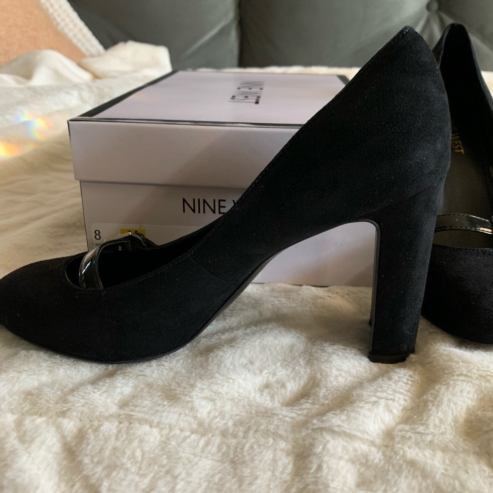 Nine West black suede heeled Mary Jane